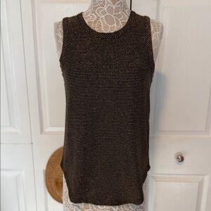 Chaser NWT black and gold metallic striped tank top M